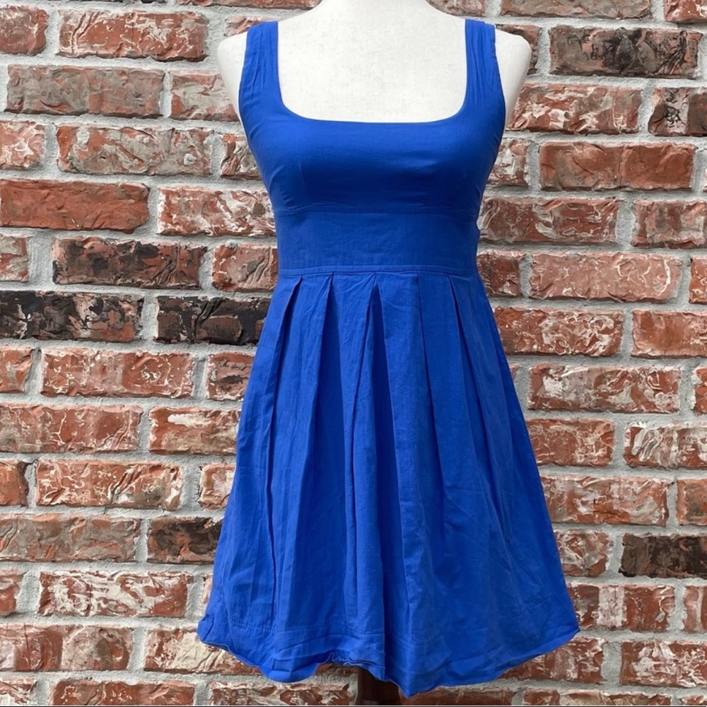 Aqua brand royal blue cocktail dress with black netting underneath / S / EUC